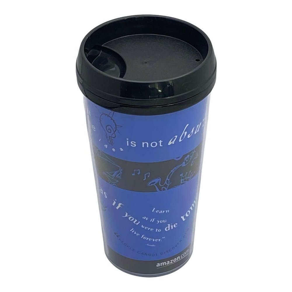 Amazon Branded Tumbler 16 0z Acrylic Double Walled Positive Quote Cup Black Blue